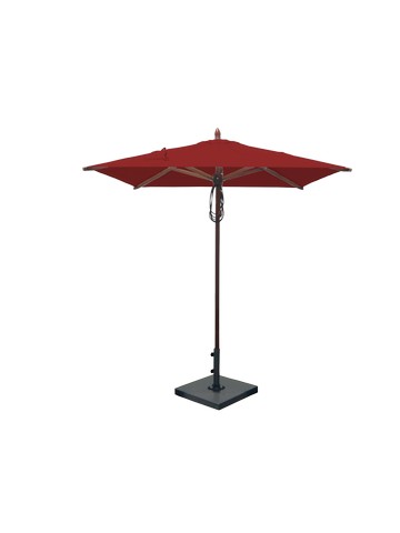 Greencorner 6.5ft Square African Mahogany Patio Umbrella  Jockey Red