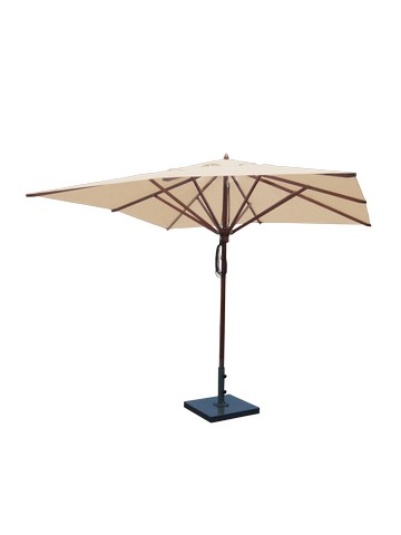 Greencorner 10ft Square African Mahogany Patio Umbrella  Beige