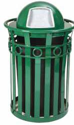Witt Industries M3600-R-DT-GN Receptacle with dome top lid and plastic liner- green