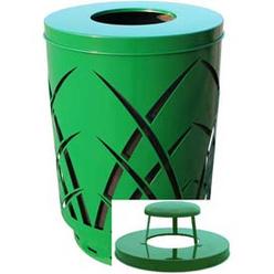 PinPoint Covington Sawgrass 40 Gallon Steel Receptacle With Rain Cap - Green