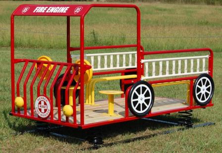 Wholesale Playgrounds BT-8002-STW Fire Engine With Springs Treated Wood Floor Rides