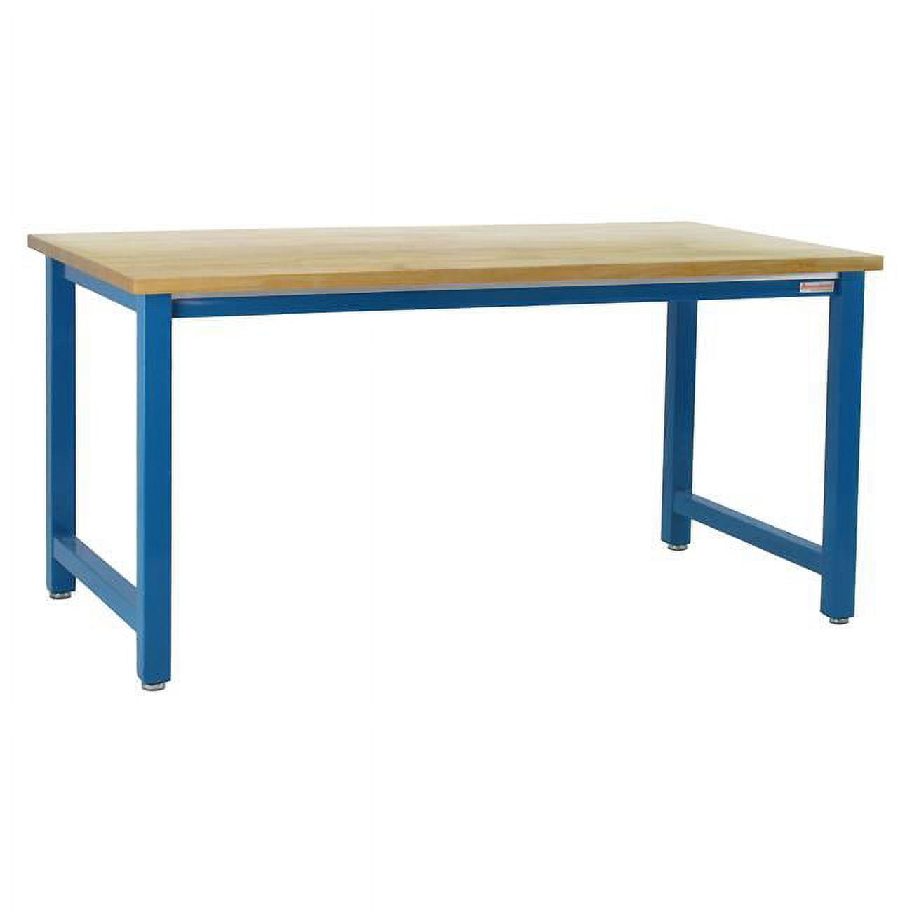 KD Gabinetes 48 x 72 in. Kennedy Workbenches with Solid 1.75 in. Thick Lacquered Finish Maple Butcher Block Top&#44; Light Blue