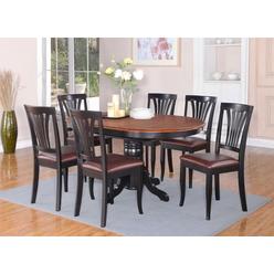 East West Furniture AVON5-BLK-LC 5PC Oval Dining Set with Single Pedestal with 18 in. leaf Avon Table and 4 Faux Leather seat chairs