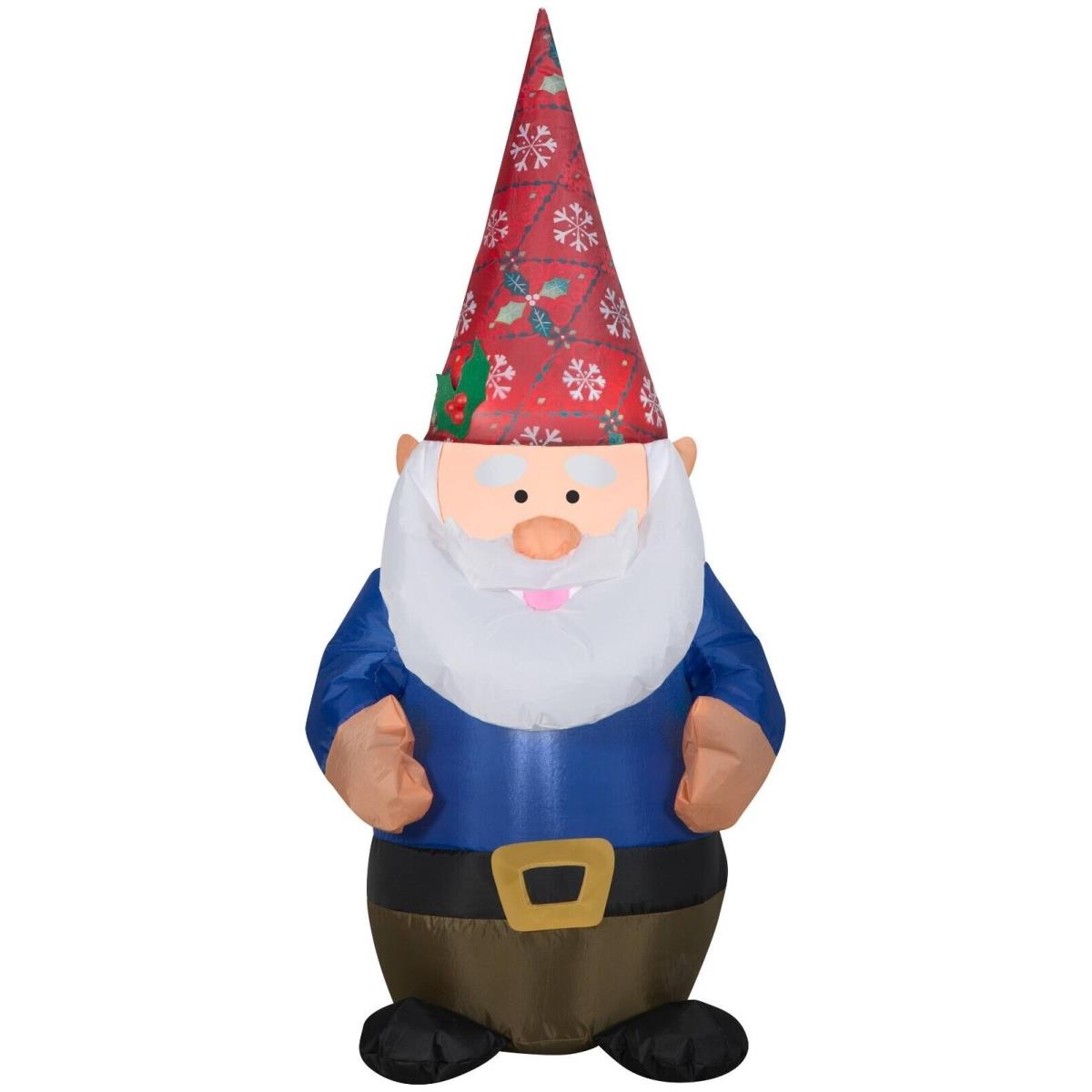 Gemmy Industries 664705 4 ft. Airblown-Gnome with Christmas Damask Hat