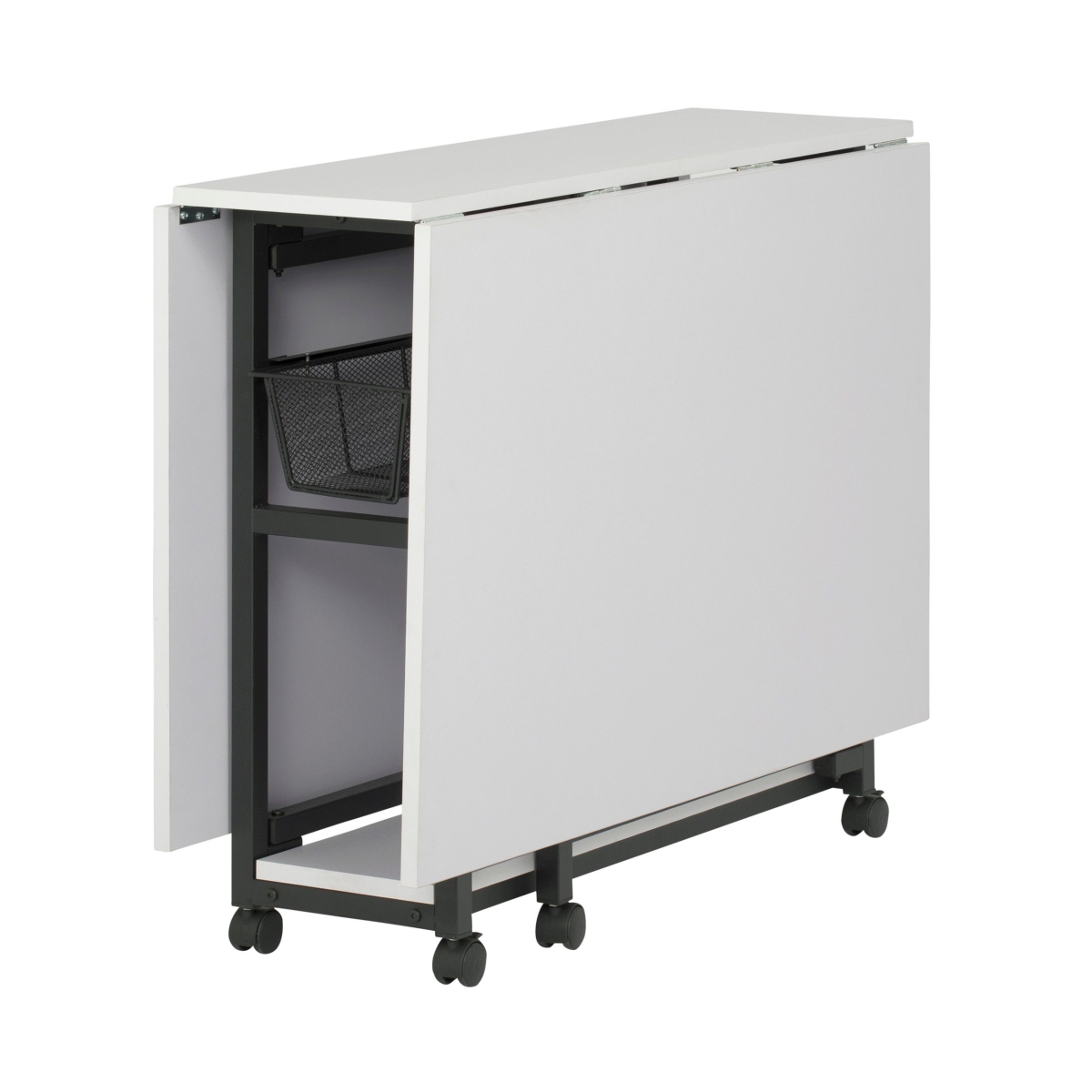 Sew Ready 13377 30 in. Mobile Fabric Cutting Multipurpose Table with 60 x 36 in. Folding Top & Storage&#44; Charcoal & White