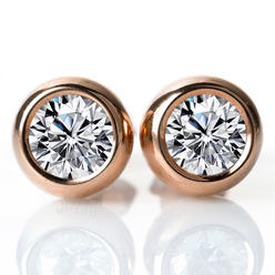 Majesty Diamonds MDS210316 1 CTW Round Moissanite Rose Gold Plated Stud Earrings in 0.925 Rose Sterling Silver