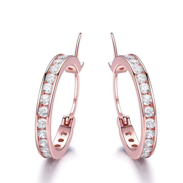Majesty Diamonds MDS210277 Round White Cubic Zirconia Rose Gold Plated Huggie Earrings in 0.925 Rose Sterling Silver