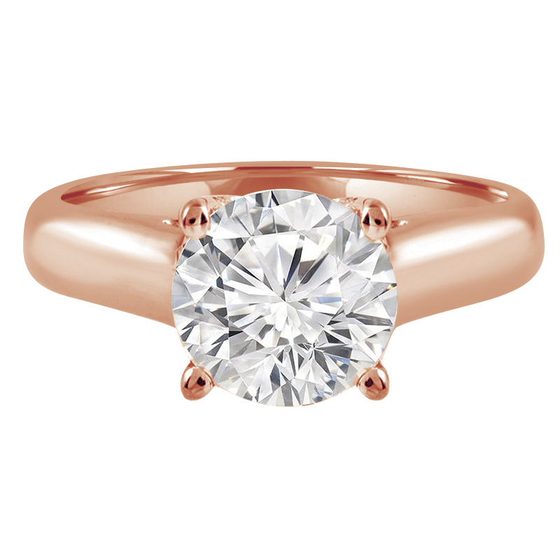Majesty Diamonds MD190551-4.75 0.4 CT Round Diamond Solitaire Engagement Ring in 14K Rose Gold - Size 4.75