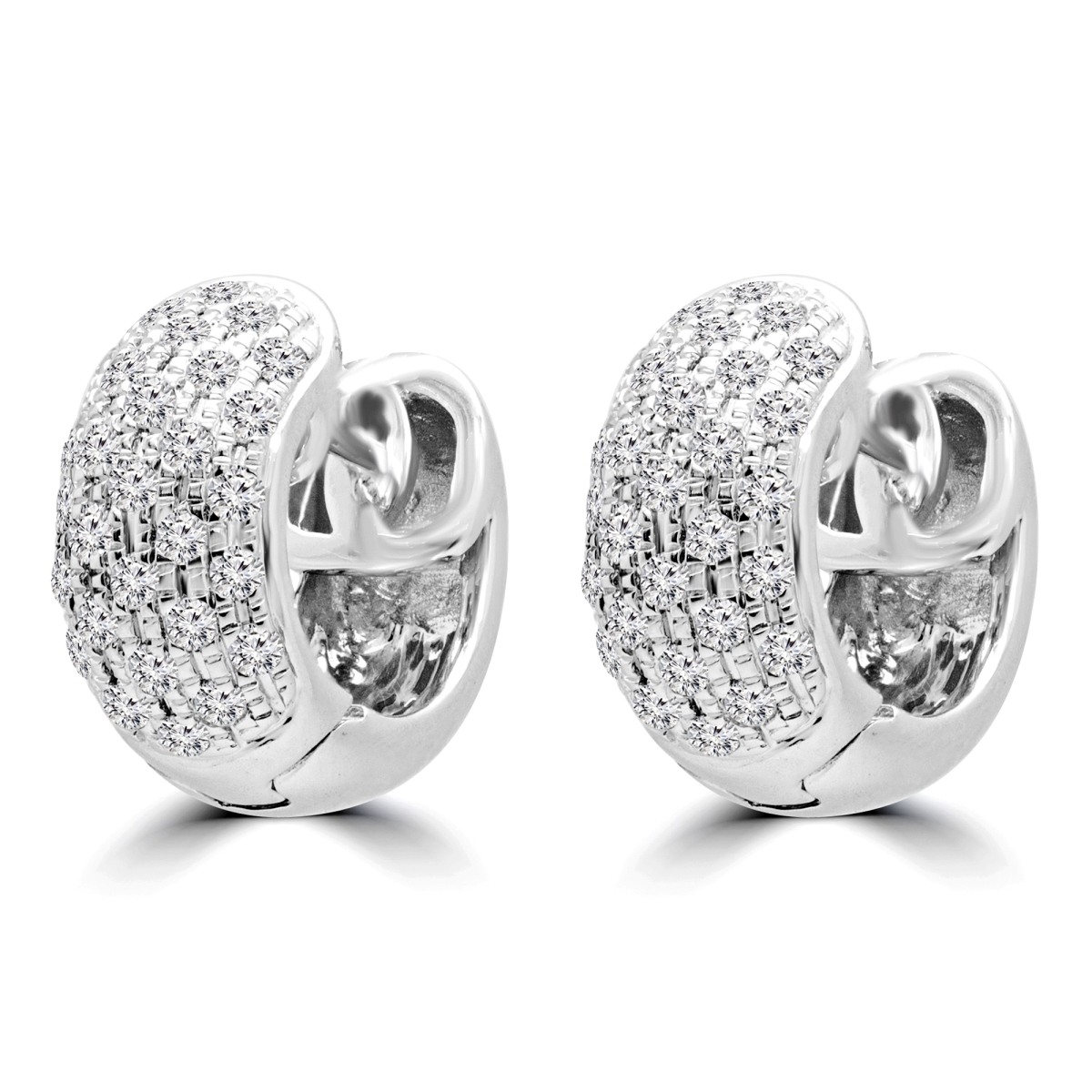 Great Gems 0.6 CTW Round Diamond Huggie Earrings in 14K