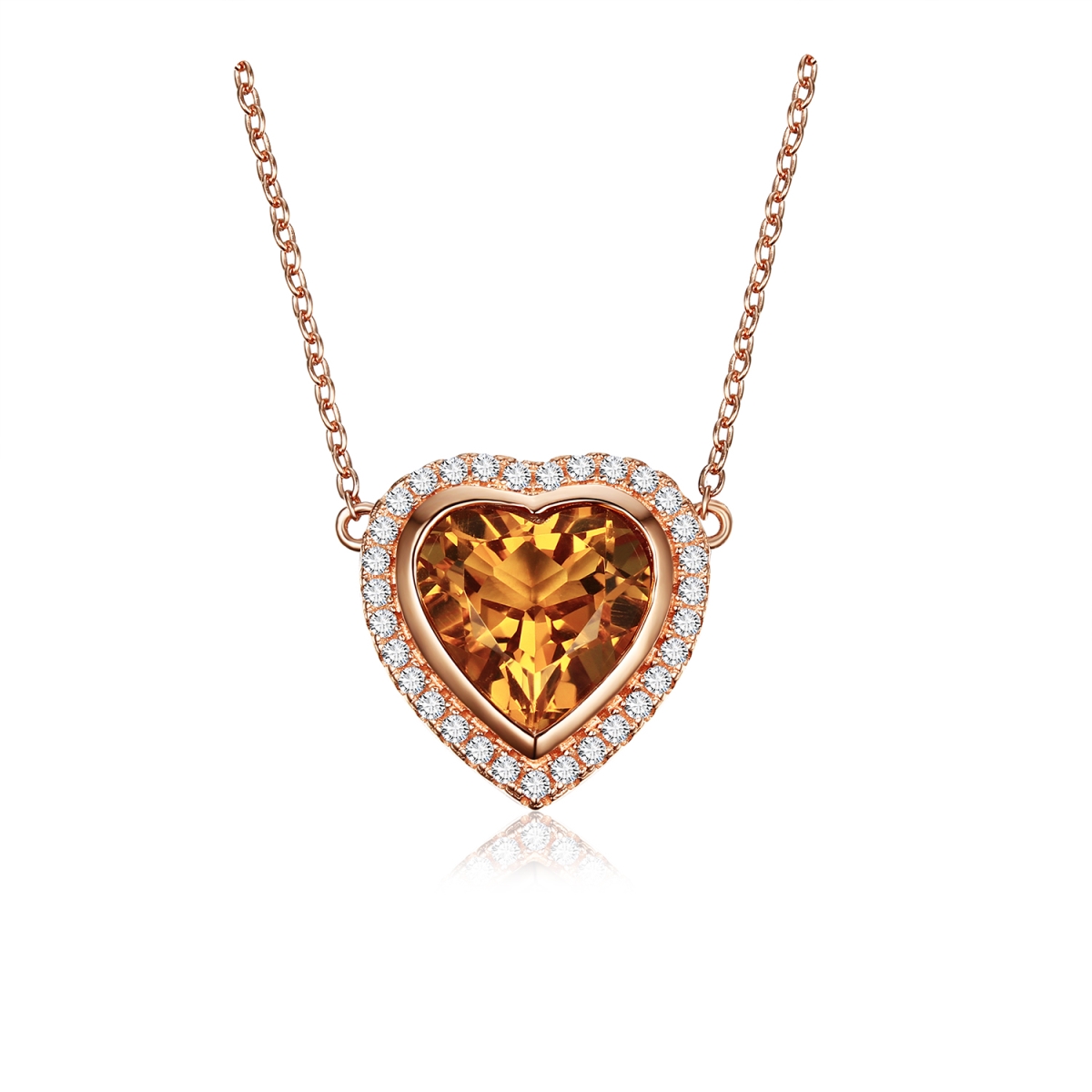 Great Gems 3.1 CTW Heart Yellow citrine Heart Pendant Necklace in .925 Sterling Silver with 18K