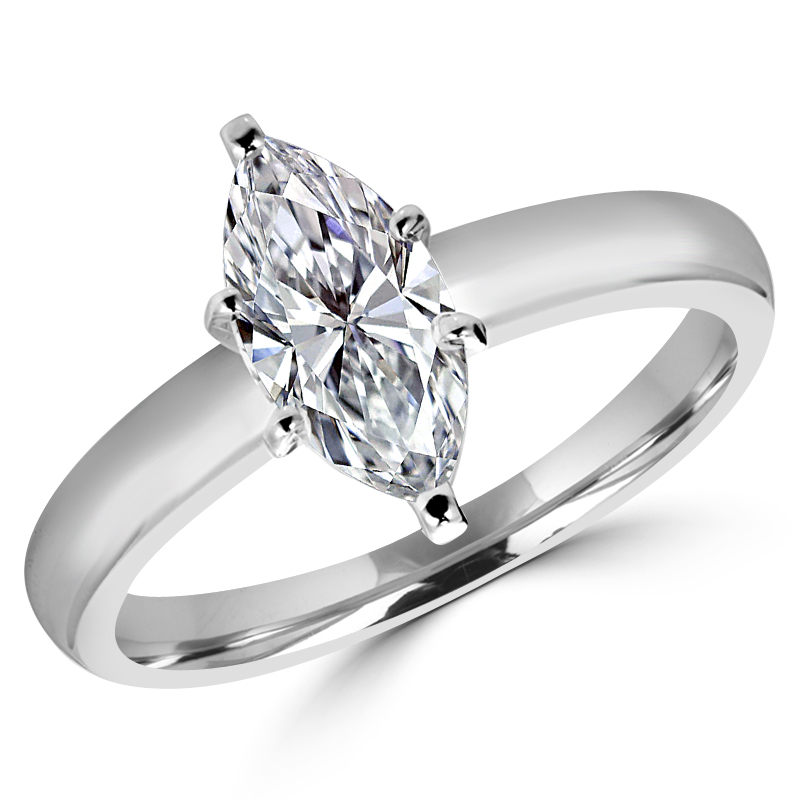 Majesty Diamonds MD160470-6 0.5 CT Marquise Cut Diamond Solitaire Engagement Ring in 14K White Gold, Size 6