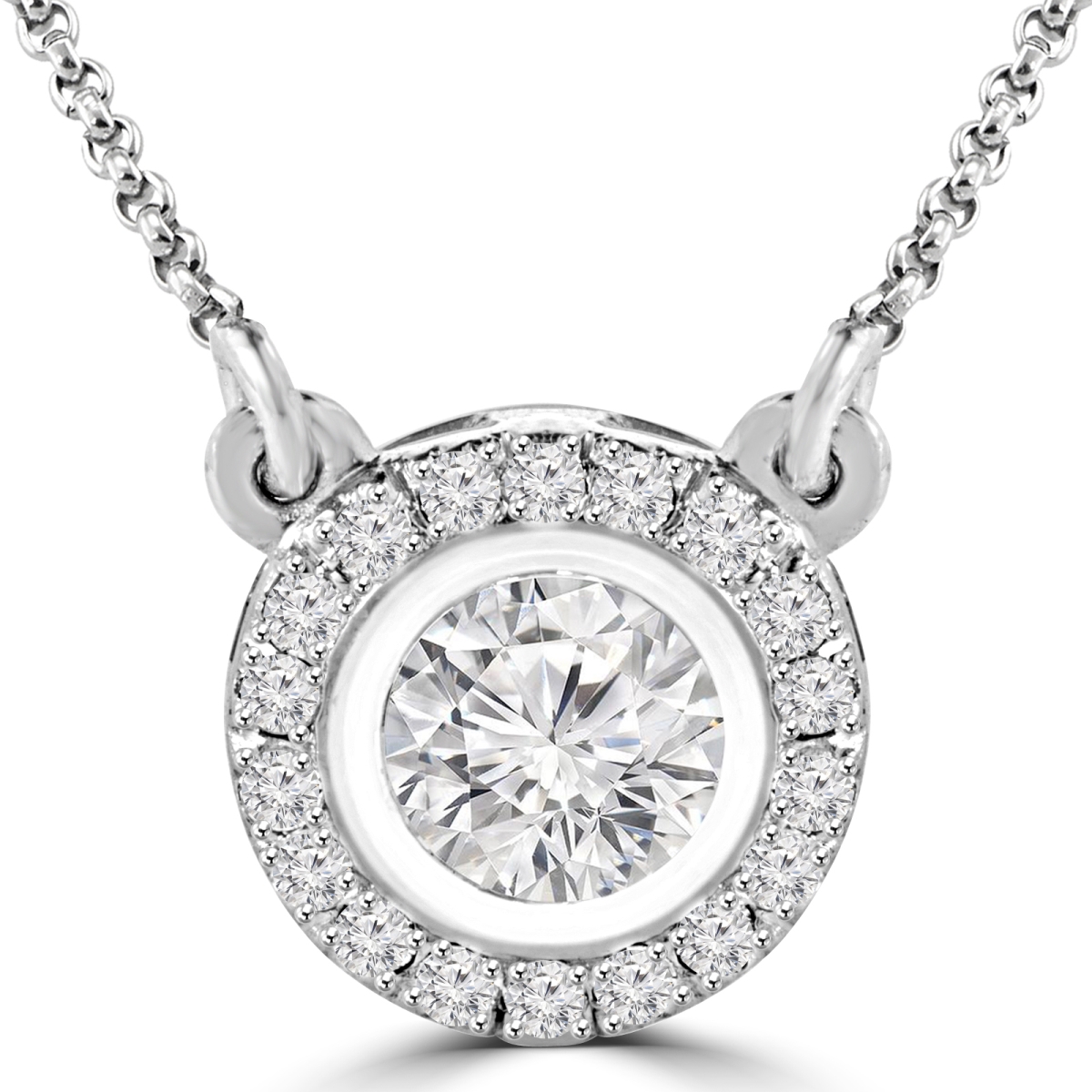 Majesty Diamonds MD170148 0.5 CTW Round Diamond Halo Solitaire with Accents Pendant Necklace in 14K