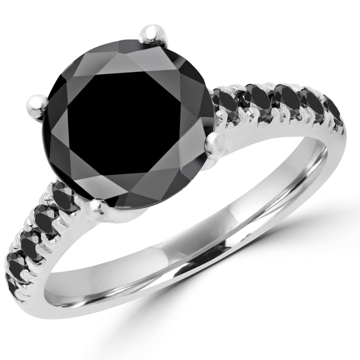 Majesty Diamonds MD160184 3.5 CTW Multi Stone Round Cut BlacK Diamond Engagement Ring in 14K