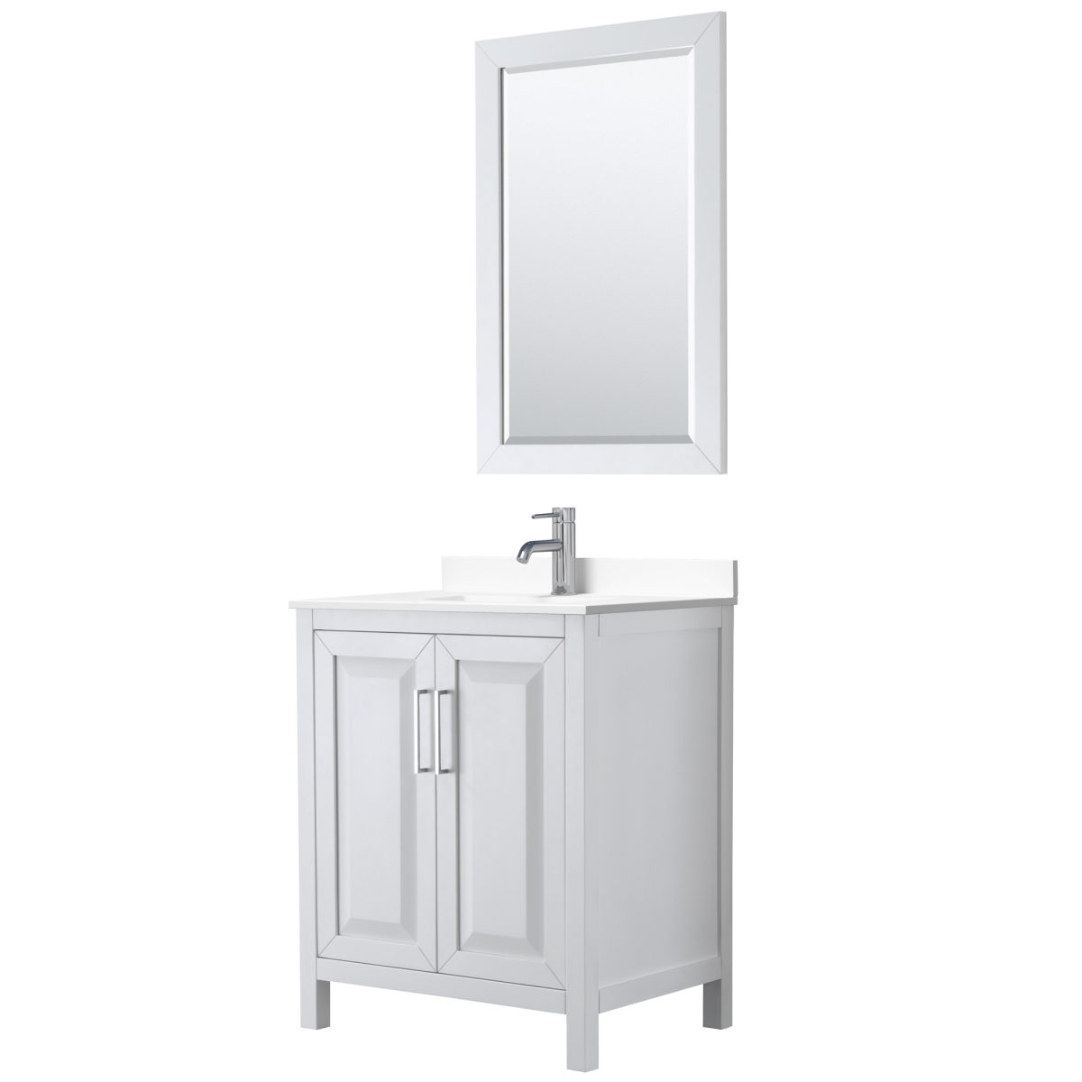 Wyndham Collection WCV252530SWHWCUNSM24 30 in. Daria Single Bathroom Vanity&#44; White - White Cultured Marble Countertop - Undermount Square Sink