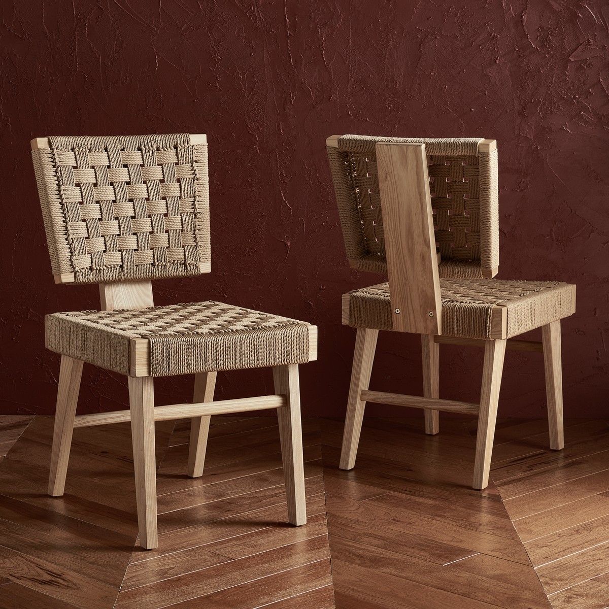 Safavieh SFV4121B-SET2 18.9 x 23.9 x 34.6 in. Susanne Woven Dining Chair&#44; Natural - Set of 2