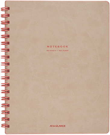 AT-A-GLANCE Notebook, Twinwire, Ruled, 80 Sheets, 9-1/2 x 7-1/4", Collection, Tan/Red (YP14007)