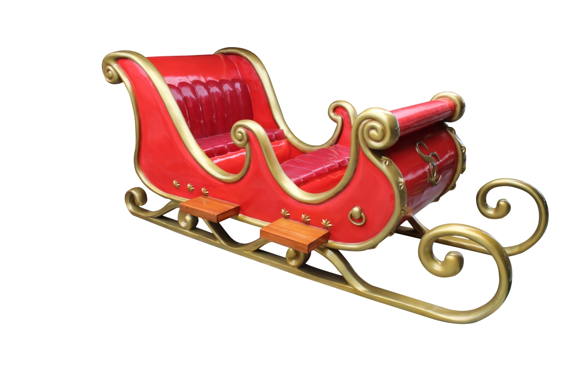Queens of Christmas XMAS-SLGH-4PRS 4 Person Sleigh Figurine&#44; Red & Gold