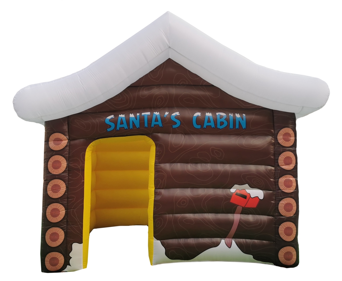 Queens of Christmas INFTBL-LOG-CBN 13 ft. Inflatable Santas Cabin Decor