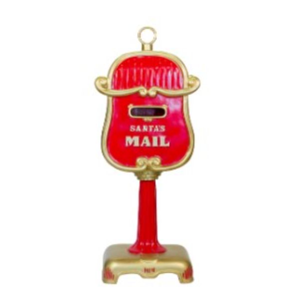 Queens of Christmas WL-MAILBOX-RG 64 in. Santas Mailbox Figurine&#44; Red & Gold