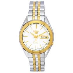 Seiko SNKL24J1 5 Two Tone Stainless Steel White Dial Automatic Men Watch for Adult - Black