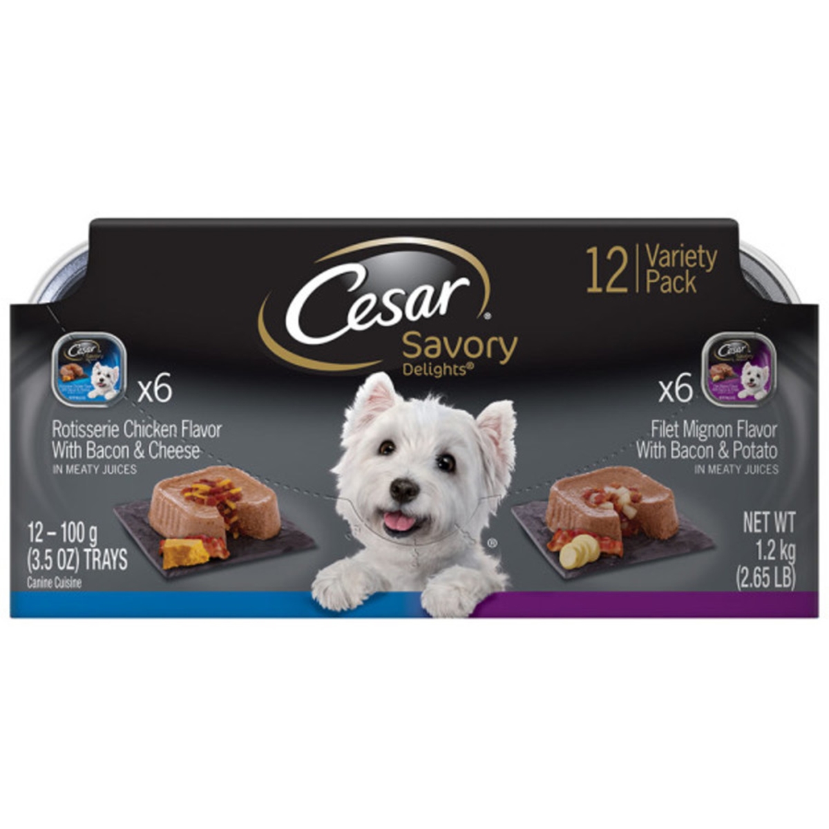 Mars Pet Care 023100104959 3.5 oz Cesar Savory Delights Variety Rotisserie Chicken & Filet Mignon Dog Food&#44; Pack of 2