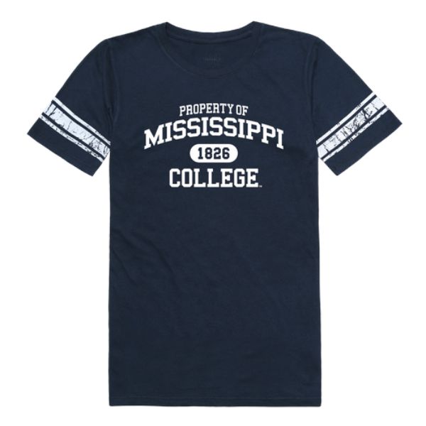 W Republic 533-544-NVY-05 Mississippi College Choctaws Women Property Football T-Shirt&#44; Navy - 2XL