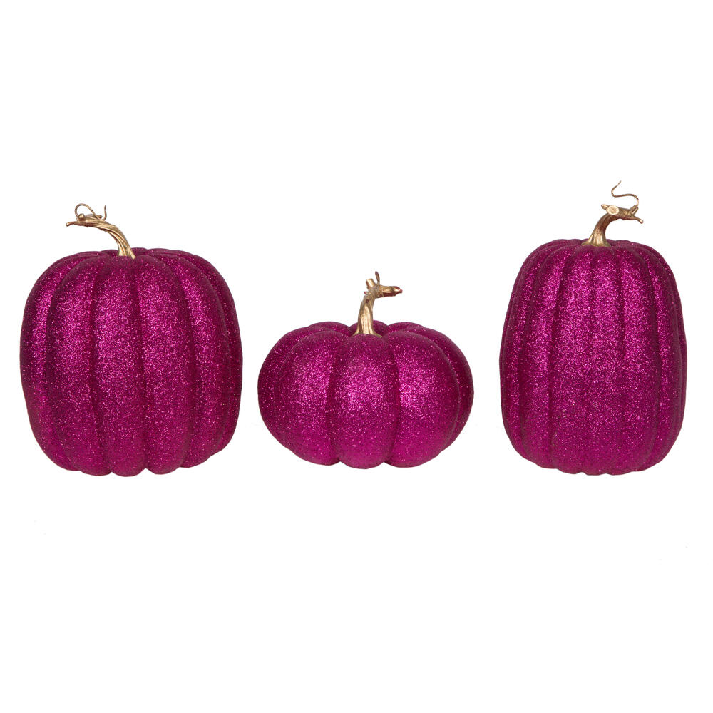 Vickerman MC225779 8 in. Pumpkins for Decorating&#44; Pink - Assorted Size - Set of 3