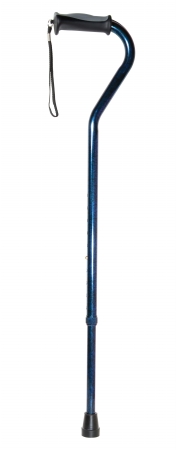 Drive Medical Design & Manufacturing Drive Medical 10372BC-1 Adjustable Height Offset Handle Cane with Comfortable Gel Hand Grip- Blue Crackle