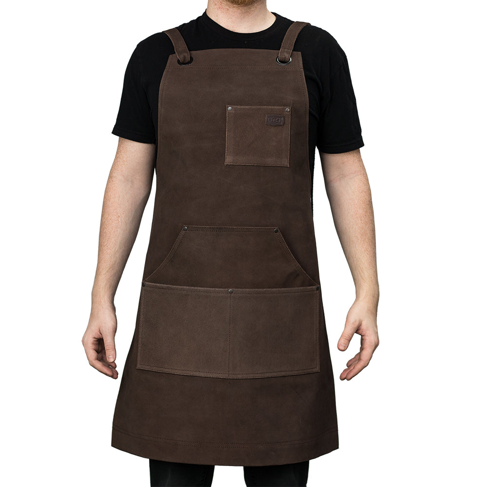 First Manufacturing FIAPRONSUEDE-STRD-BRN Machinist Leather Apron&#44; Brown - Standard Size