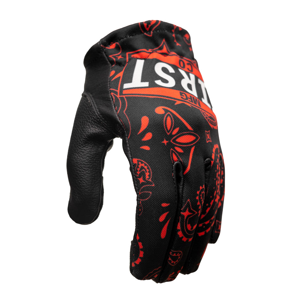 First Manufacturing FI230-PM-3XL-BLKRD Clutch Motorcycle Gloves for Men&#44; Red Paisley - 3XL