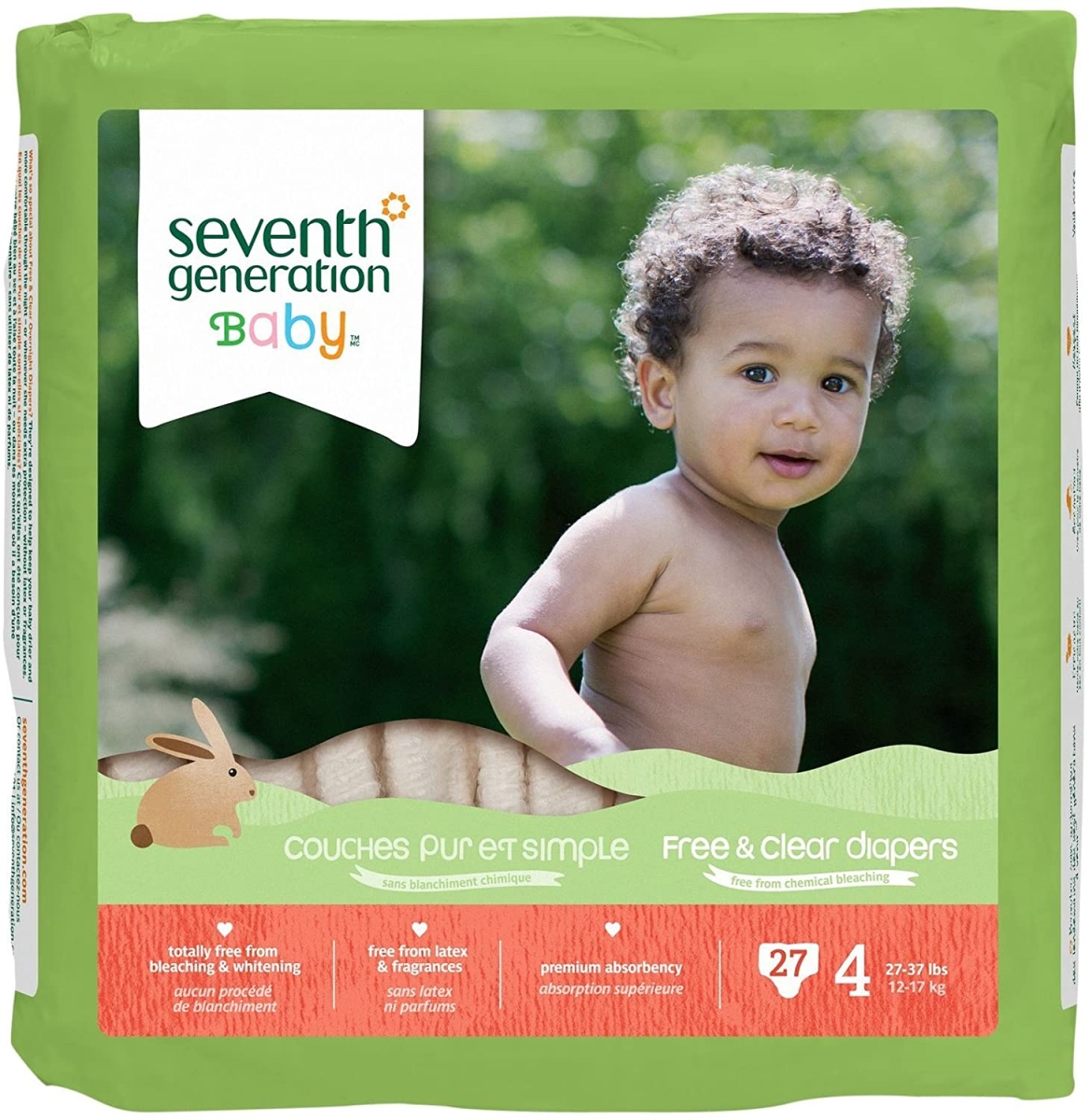 Seventh Generation 2551398 21 lbs Baby Stage 3 Diapers- 27 Count