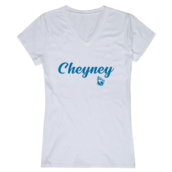 W Republic 555-509-WHT-02 Cheyney University Wolves Women Script Short Sleeve T-Shirt&#44; White - Medium