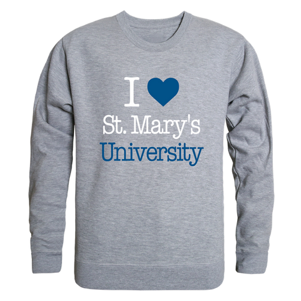 W Republic 552-468-HGY-04 St. Marys College Rattlers I Love Crewneck Sweatshirt&#44; Heather Grey - Extra Large