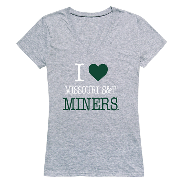 W Republic 550-548-HGY-04 Missouri University of Science & Technology Miners I Love Women Short Sleeve T-Shirt&#44; Heather Grey - Extra La