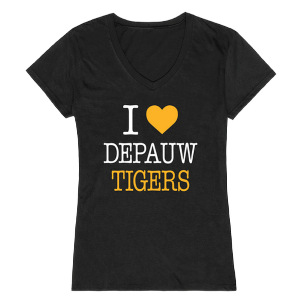 W Republic 550-636-BLK-05 DePauw University Tigers I Love Women Short Sleeve T-Shirt&#44; Black - 2XL