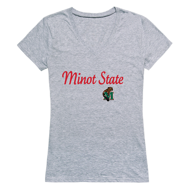 W Republic 555-467-HGY-01 Minot State University Beavers Women Script Short Sleeve T-Shirt&#44; Heather Grey - Small