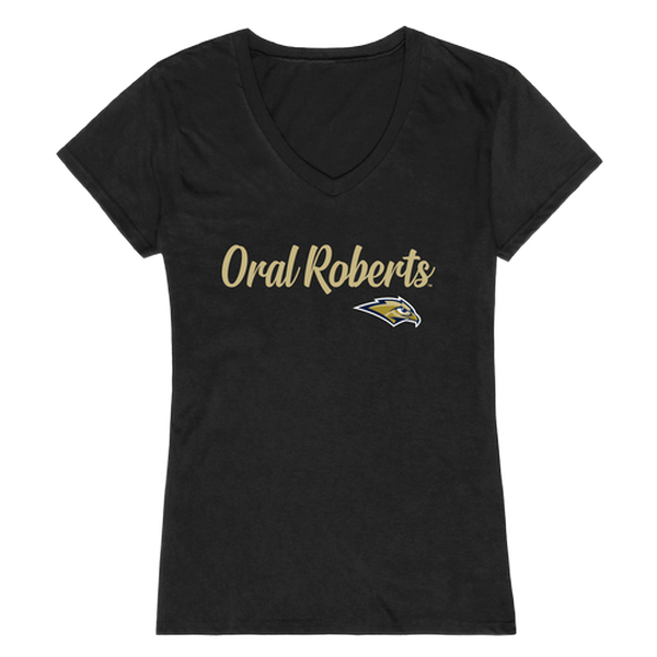 W Republic 555-566-BLK-01 Oral Roberts University Golden Eagles Women Script Short Sleeve T-Shirt&#44; Black - Small