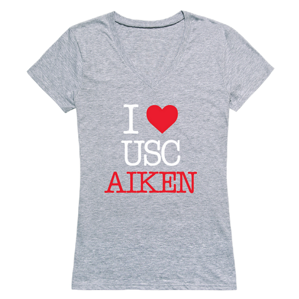 W Republic 550-485-HGY-03 University of Southern California Aiken Pacers I Love Women Short Sleeve T-Shirt&#44; Heather Grey - Large