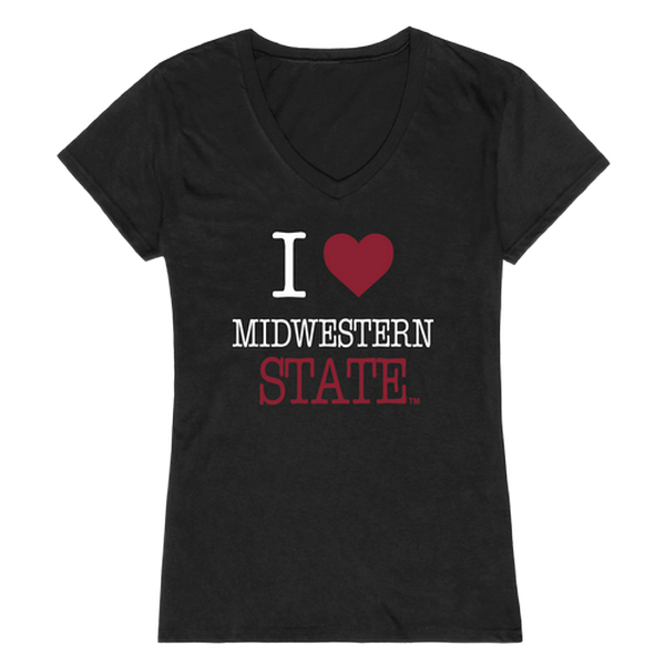 W Republic 550-543-BLK-01 Midwestern State University Mustangs I Love Women Short Sleeve T-Shirt&#44; Black - Small