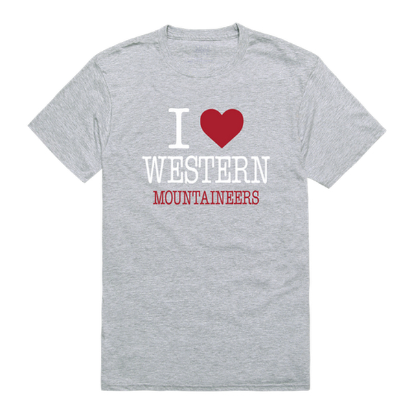W Republic 551-604-HGY-01 Western Colorado University Mountaineers I Love T-Shirt&#44; Heather Grey - Small