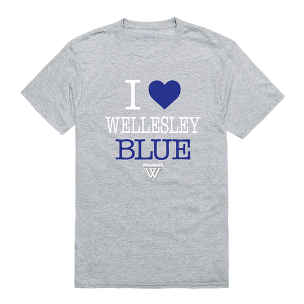 W Republic 551-486-HGY-02 Wellesley College Blue I Love T-Shirt&#44; Heather Grey - Medium