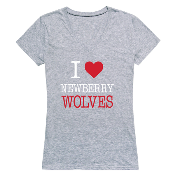W Republic 550-557-HGY-05 Newberry College Wolves I Love Women Short Sleeve T-Shirt&#44; Heather Grey - 2XL