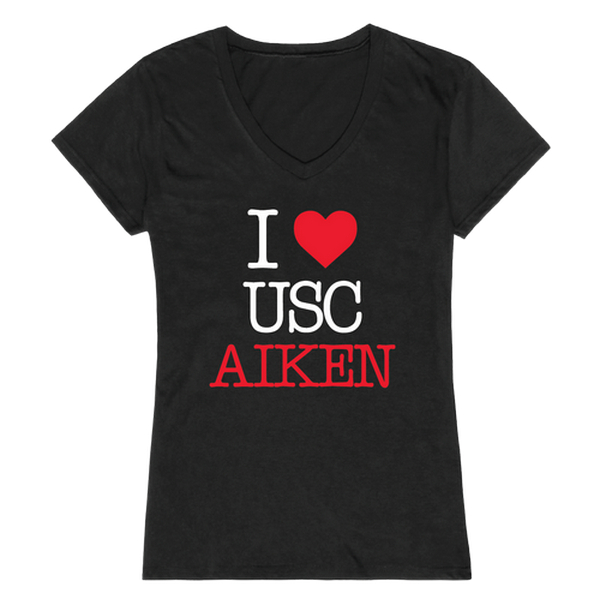 W Republic 550-485-BLK-03 University of Southern California Aiken Pacers I Love Women Short Sleeve T-Shirt&#44; Black - Large