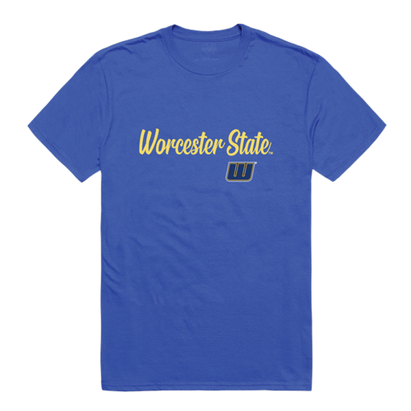 W Republic 554-478-RYL-01 Worcester State University Lancers Script T-Shirt&#44; Royal - Small