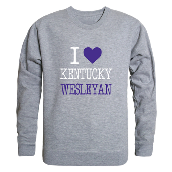 W Republic 552-659-HGY-03 Kentucky Wesleyan College Panthers I Love Crewneck Sweatshirt&#44; Heather Grey - Large
