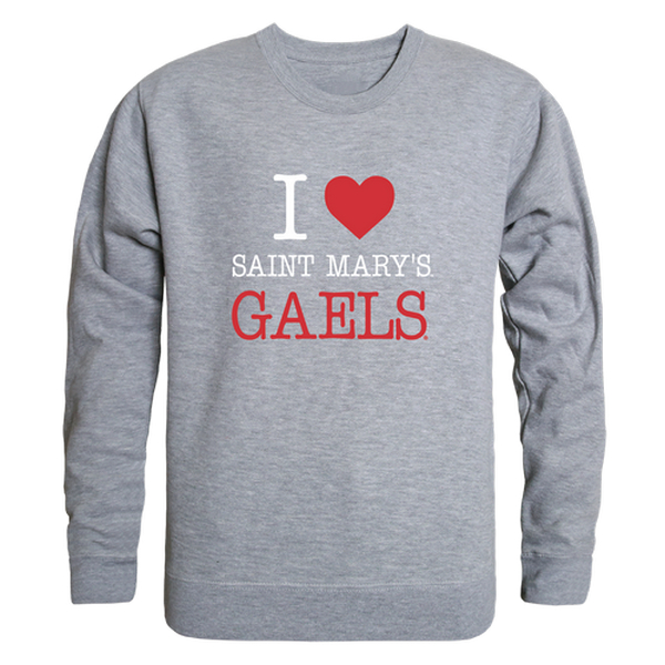 W Republic 552-580-HGY-03 Saint Marys University Gaels I Love Crewneck Sweatshirt&#44; Heather Grey - Large