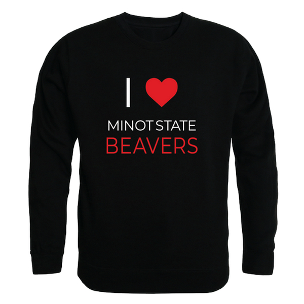 W Republic 552-467-BLK-03 Minot State University Beavers I Love Crewneck Sweatshirt&#44; Black - Large