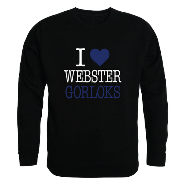 W Republic 552-602-BLK-03 Webster University Gorlocks I Love Crewneck Sweatshirt&#44; Black - Large