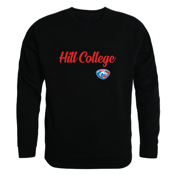 W Republic 556-523-BLK-01 Hill College Rebels Script Crewneck Sweatshirt&#44; Black - Small