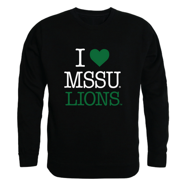 W Republic 552-546-BLK-01 Missouri Southern State University Lions I Love Crewneck Sweatshirt&#44; Black - Small